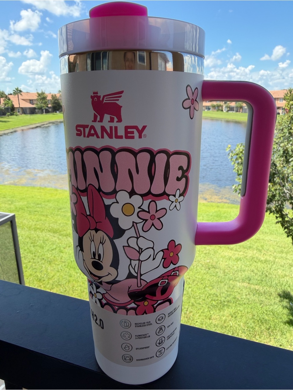 Stanley Quencher H2.0 40 oz Minnie Mouse Pink Floral Tumbler - Picture 8 of 9